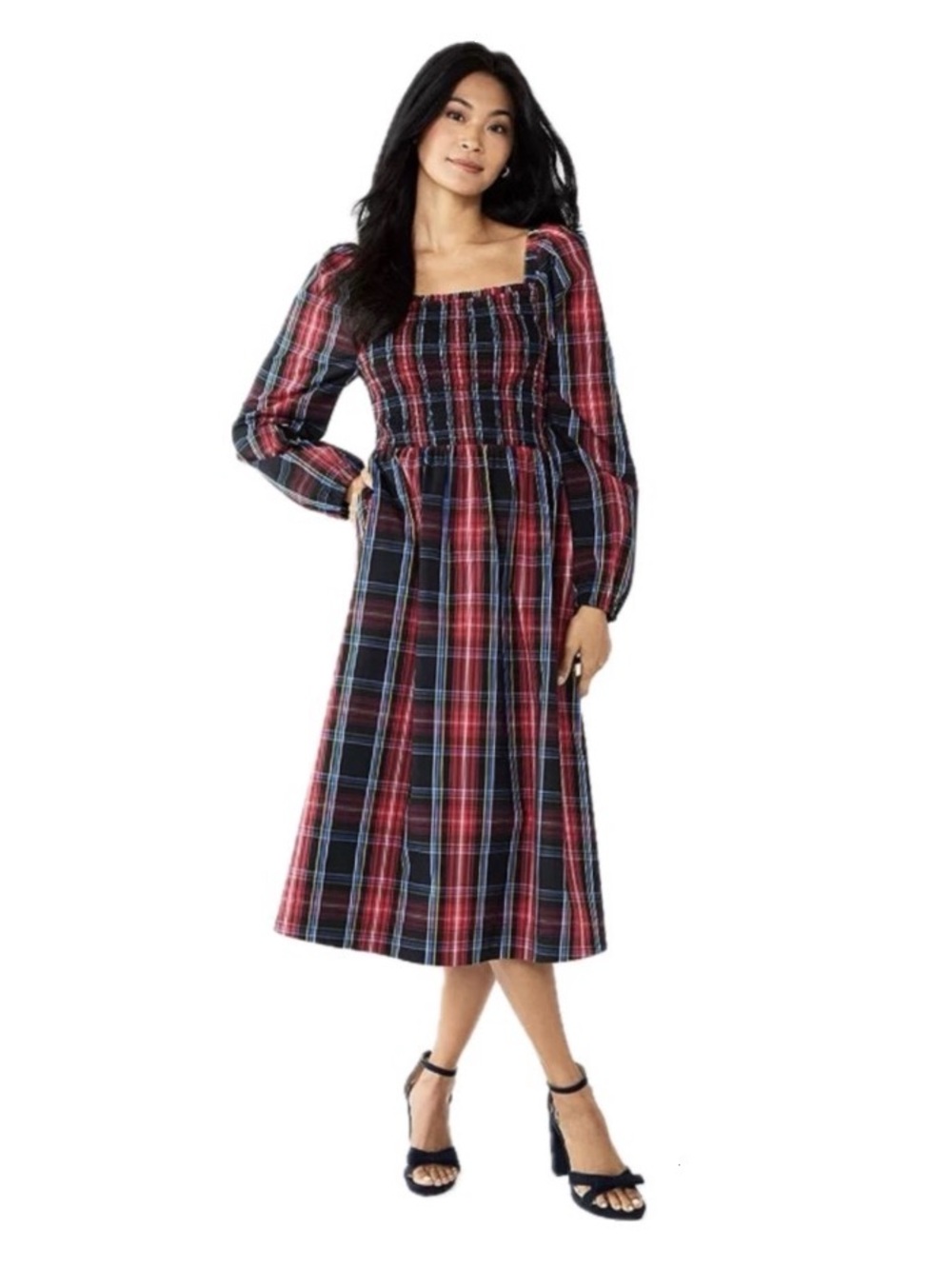 Draper James NWT, Plaid Smocked Dress, Size xl
